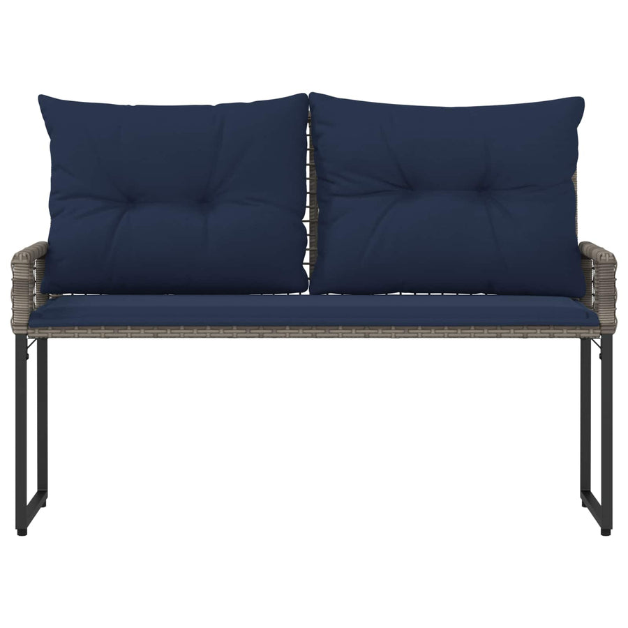 Tuinbank met kussen Grijs en Marineblauw 118 x 55 x 82 cm