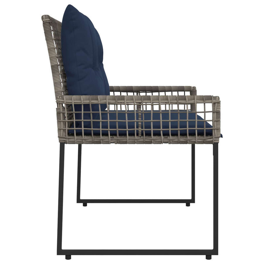 Tuinbank met kussen Grijs en Marineblauw 118 x 55 x 82 cm
