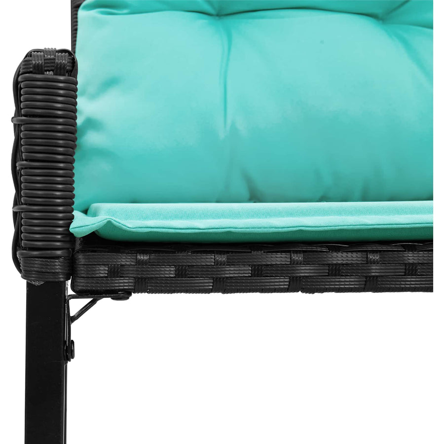 Tuinbank Zwart en Turquoise 118 x 55 x 82 cm PE rattan en stof