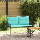 Tuinbank 118x55x82 cm PE rattan stof zwart turquoise