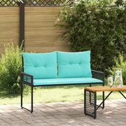 Tuinbank 118x55x82 cm PE rattan stof zwart turquoise
