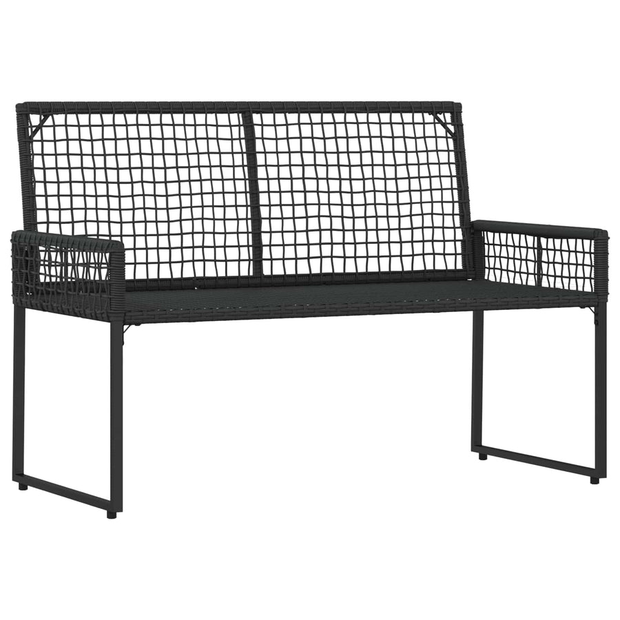 Tuinbank Zwart en Turquoise 118 x 55 x 82 cm PE rattan en stof