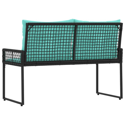 Tuinbank Zwart en Turquoise 118 x 55 x 82 cm PE rattan en stof