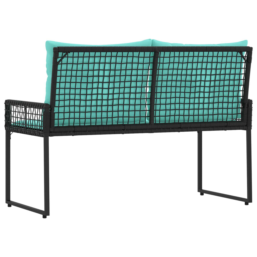 Tuinbank Zwart en Turquoise 118 x 55 x 82 cm PE rattan en stof