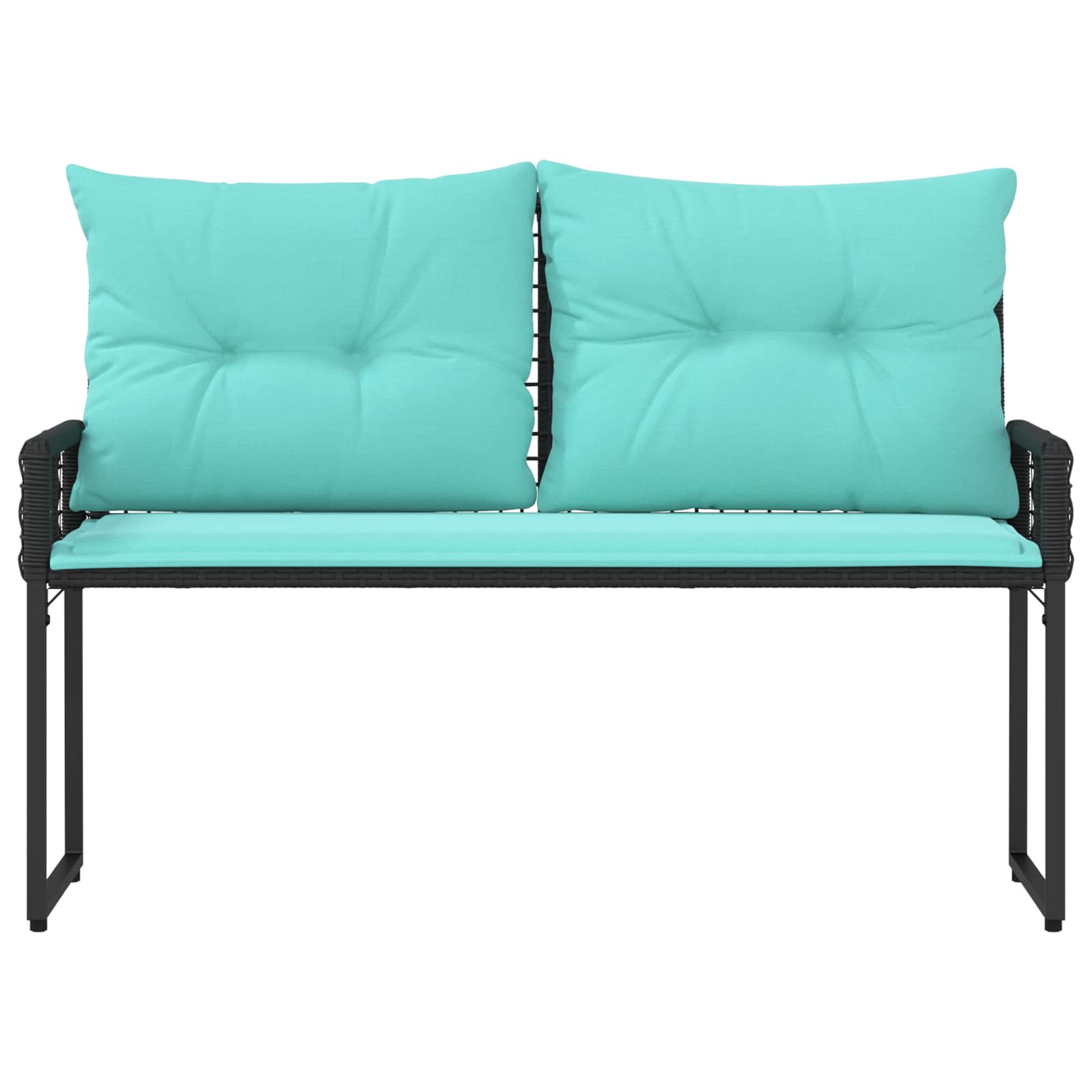 Tuinbank Zwart en Turquoise 118 x 55 x 82 cm PE rattan en stof