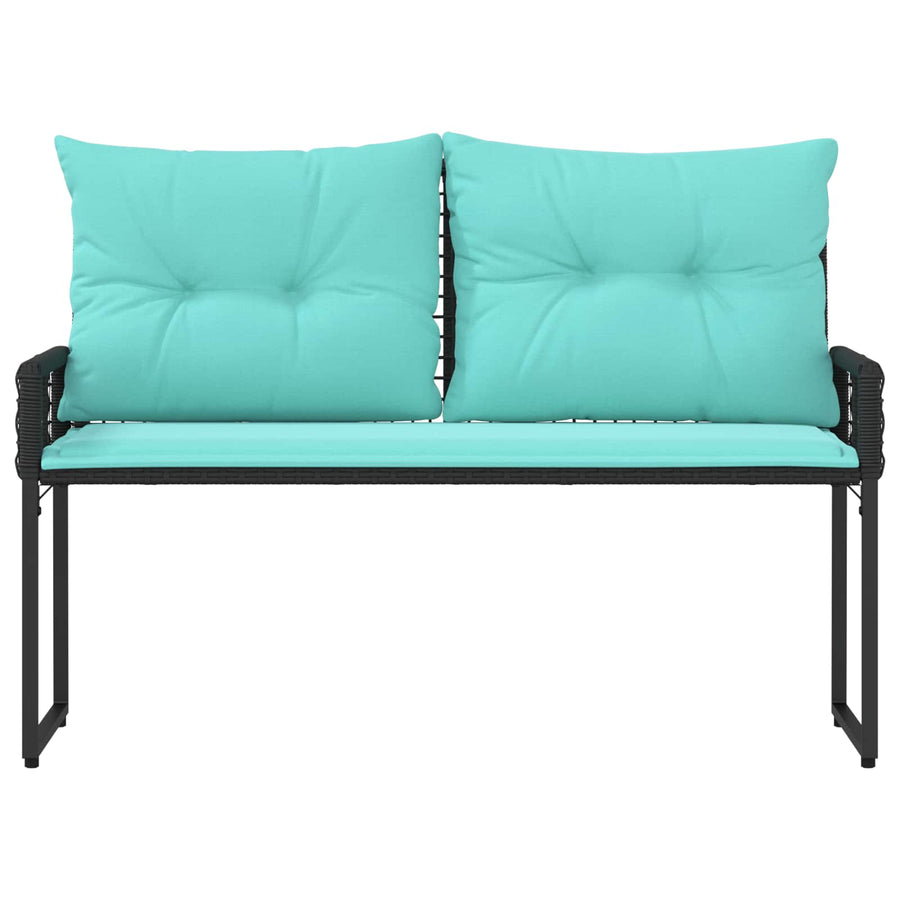 Tuinbank Zwart en Turquoise 118 x 55 x 82 cm PE rattan en stof