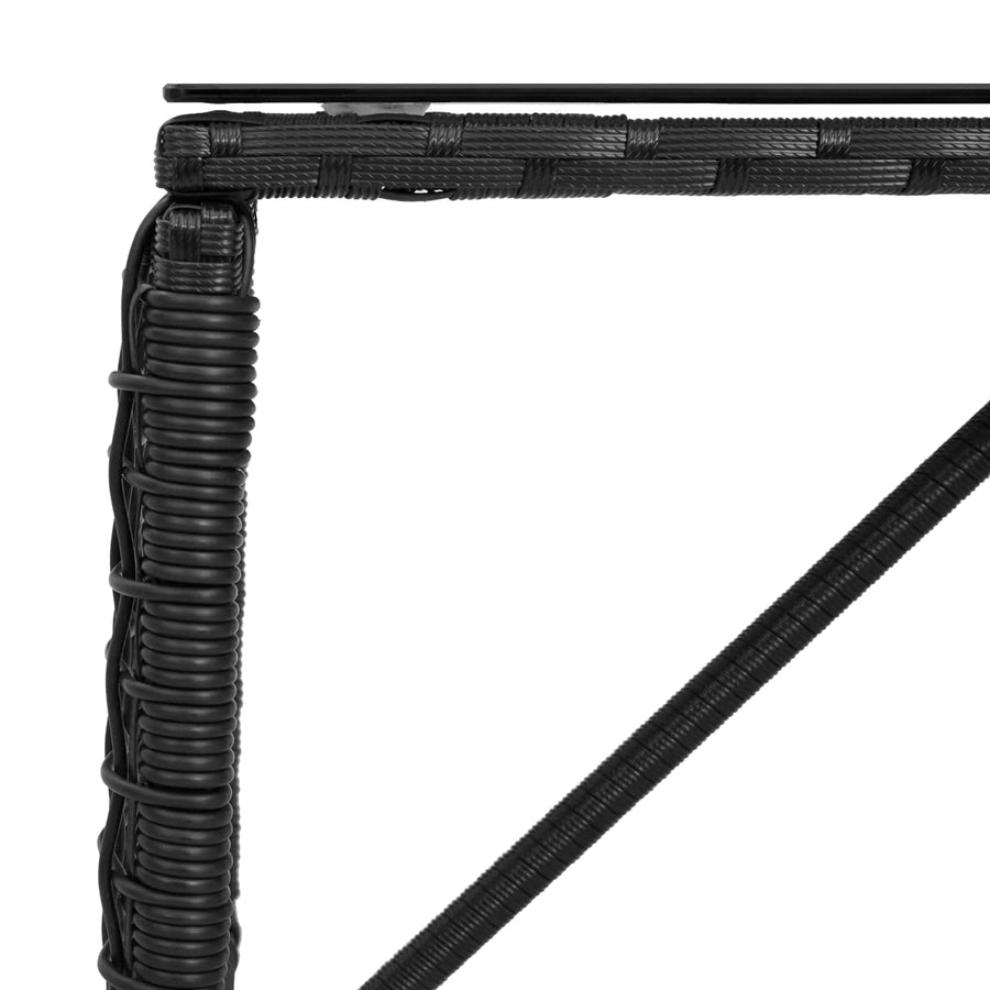 Buiten Tafel Zwart 80 x 40 x 40 cm PE Rattan en Glas