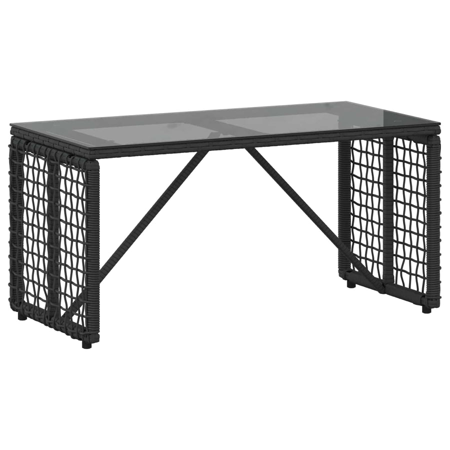Buiten Tafel Zwart 80 x 40 x 40 cm PE Rattan en Glas
