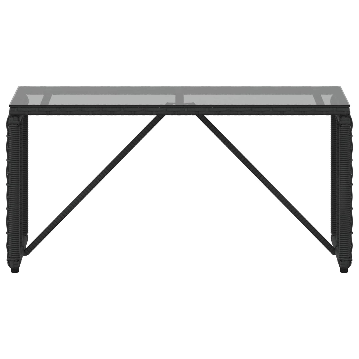 Buiten Tafel Zwart 80 x 40 x 40 cm PE Rattan en Glas