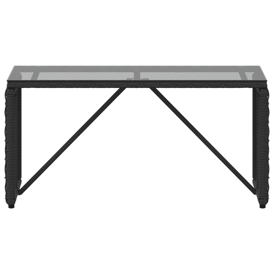 Buiten Tafel Zwart 80 x 40 x 40 cm PE Rattan en Glas
