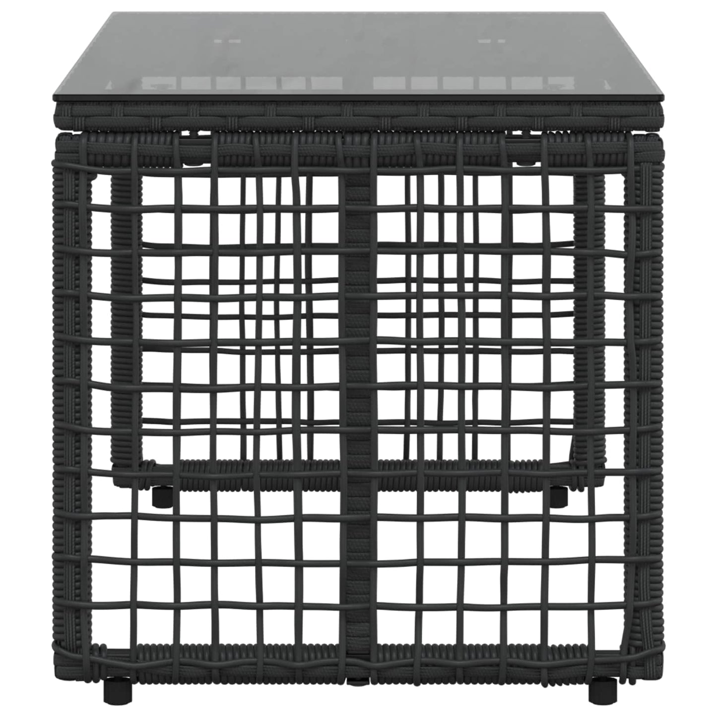 Buiten Tafel Zwart 80 x 40 x 40 cm PE Rattan en Glas