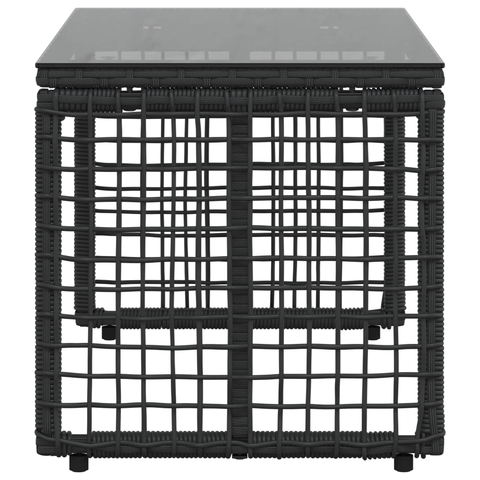 Buiten Tafel Zwart 80 x 40 x 40 cm PE Rattan en Glas