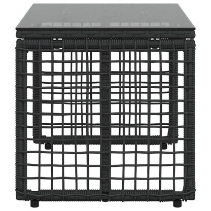 Buiten Tafel Zwart 80 x 40 x 40 cm PE Rattan en Glas