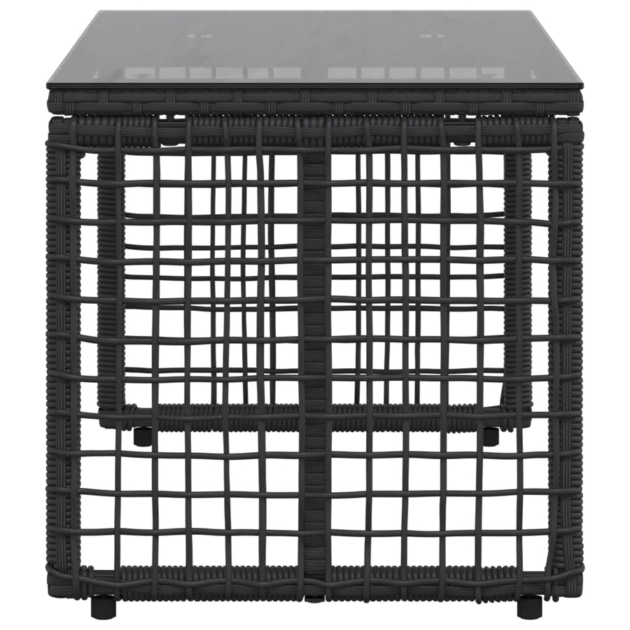 Buiten Tafel Zwart 80 x 40 x 40 cm PE Rattan en Glas