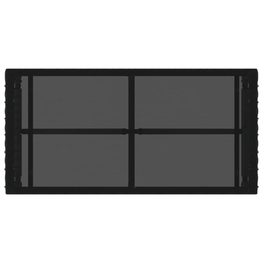 Buiten Tafel Zwart 80 x 40 x 40 cm PE Rattan en Glas