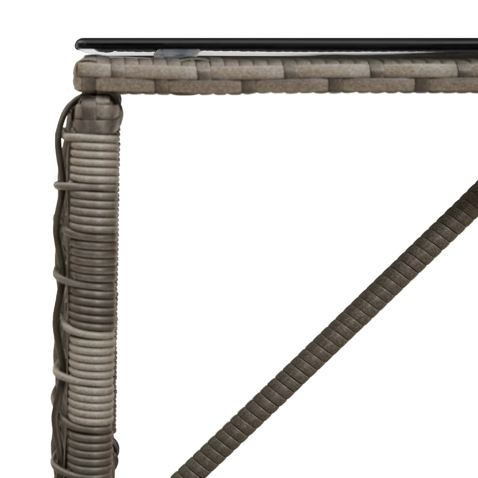 Buiten Tafel Grijs en zwart 80 x 40 x 40 cm PE Rattan en Glas