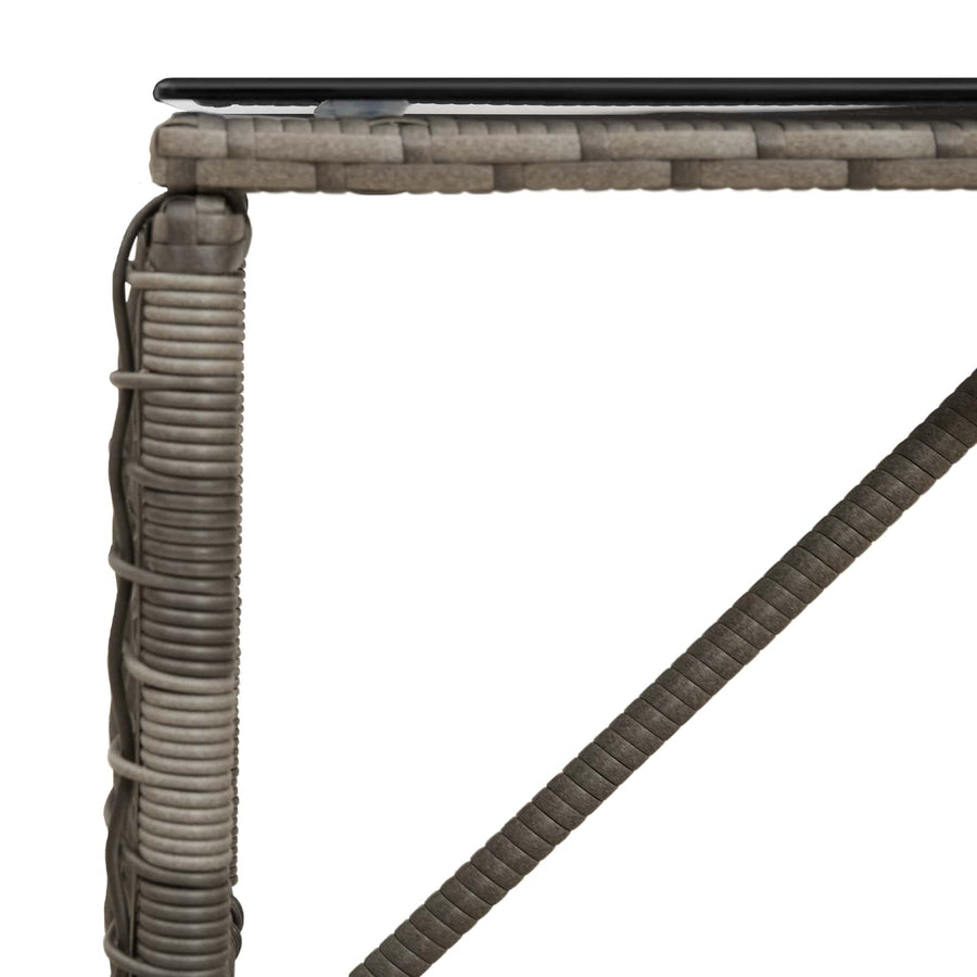 Buiten Tafel Grijs en zwart 80 x 40 x 40 cm PE Rattan en Glas