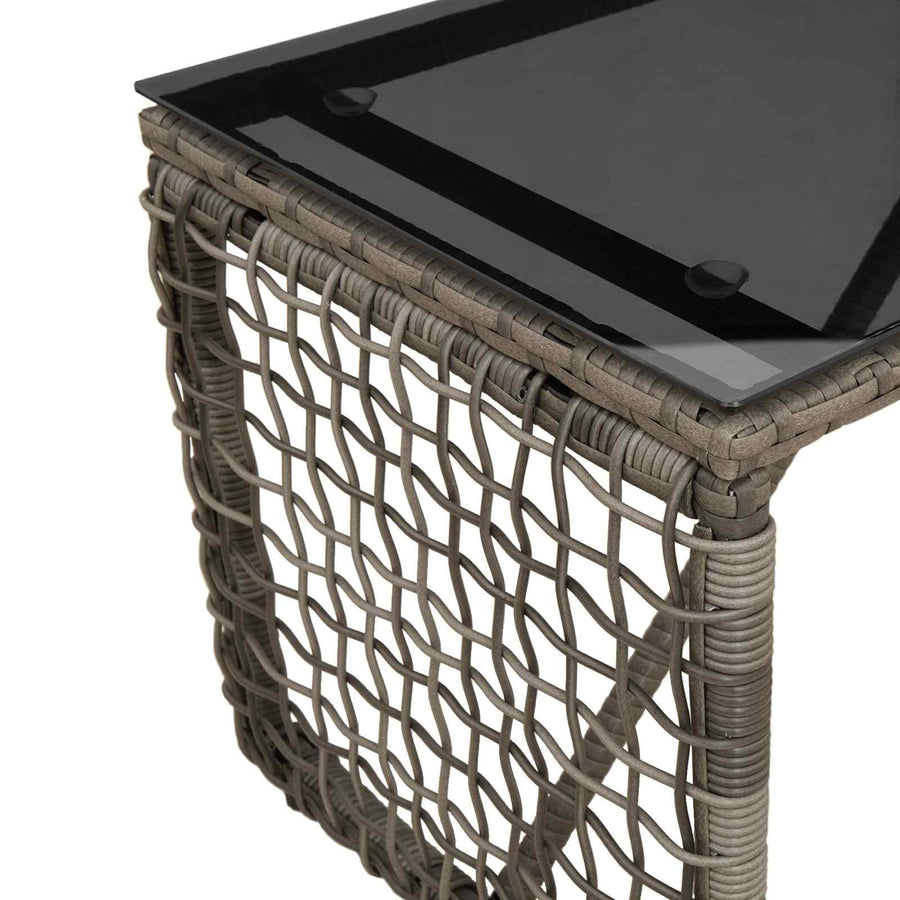 Buiten Tafel Grijs en zwart 80 x 40 x 40 cm PE Rattan en Glas