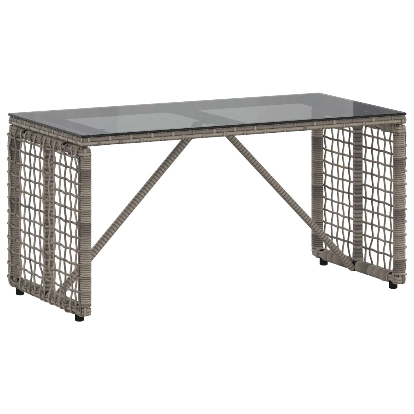 Buiten Tafel Grijs en zwart 80 x 40 x 40 cm PE Rattan en Glas