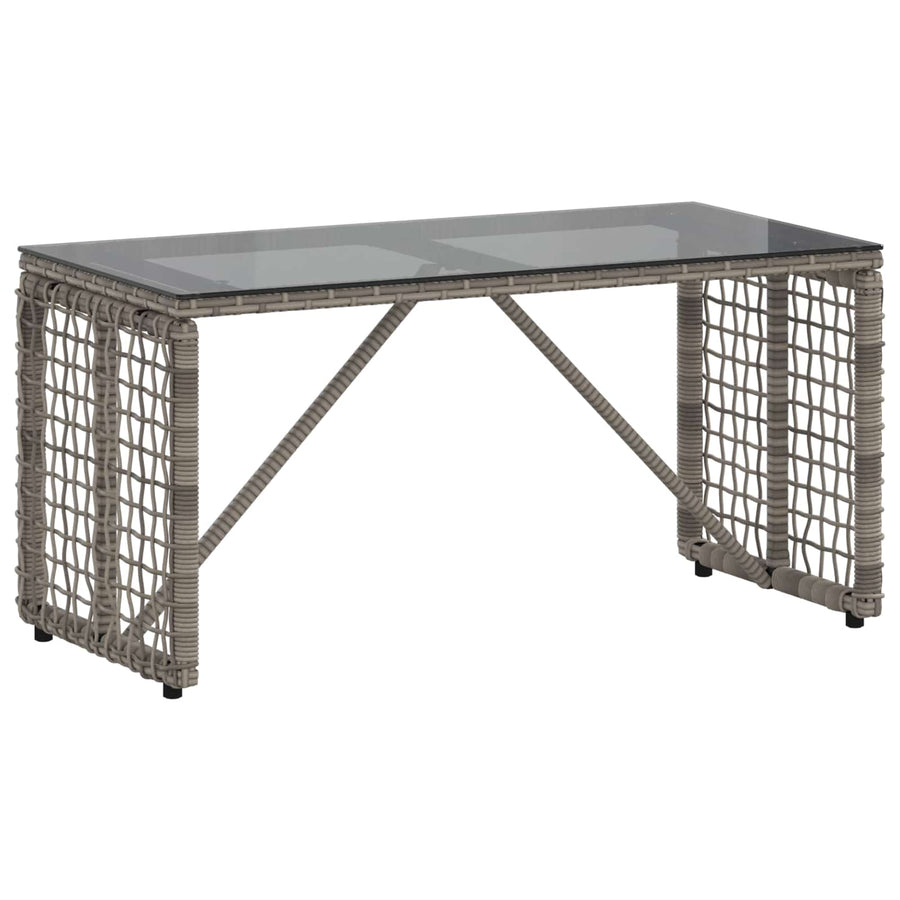 Buiten Tafel Grijs en zwart 80 x 40 x 40 cm PE Rattan en Glas