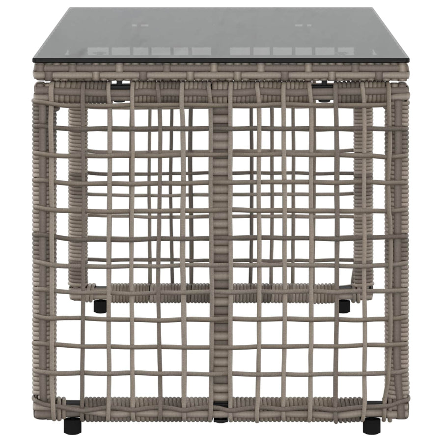 Buiten Tafel Grijs en zwart 80 x 40 x 40 cm PE Rattan en Glas