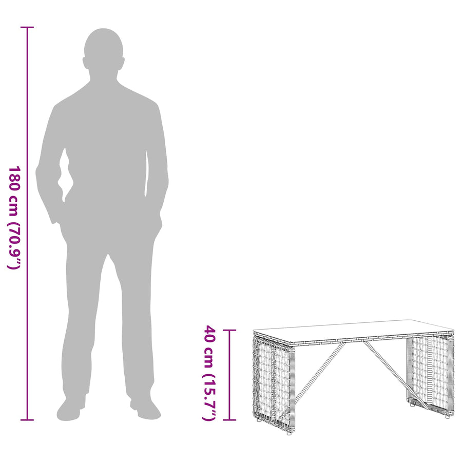 Buiten Tafel Grijs en zwart 80 x 40 x 40 cm PE Rattan en Glas
