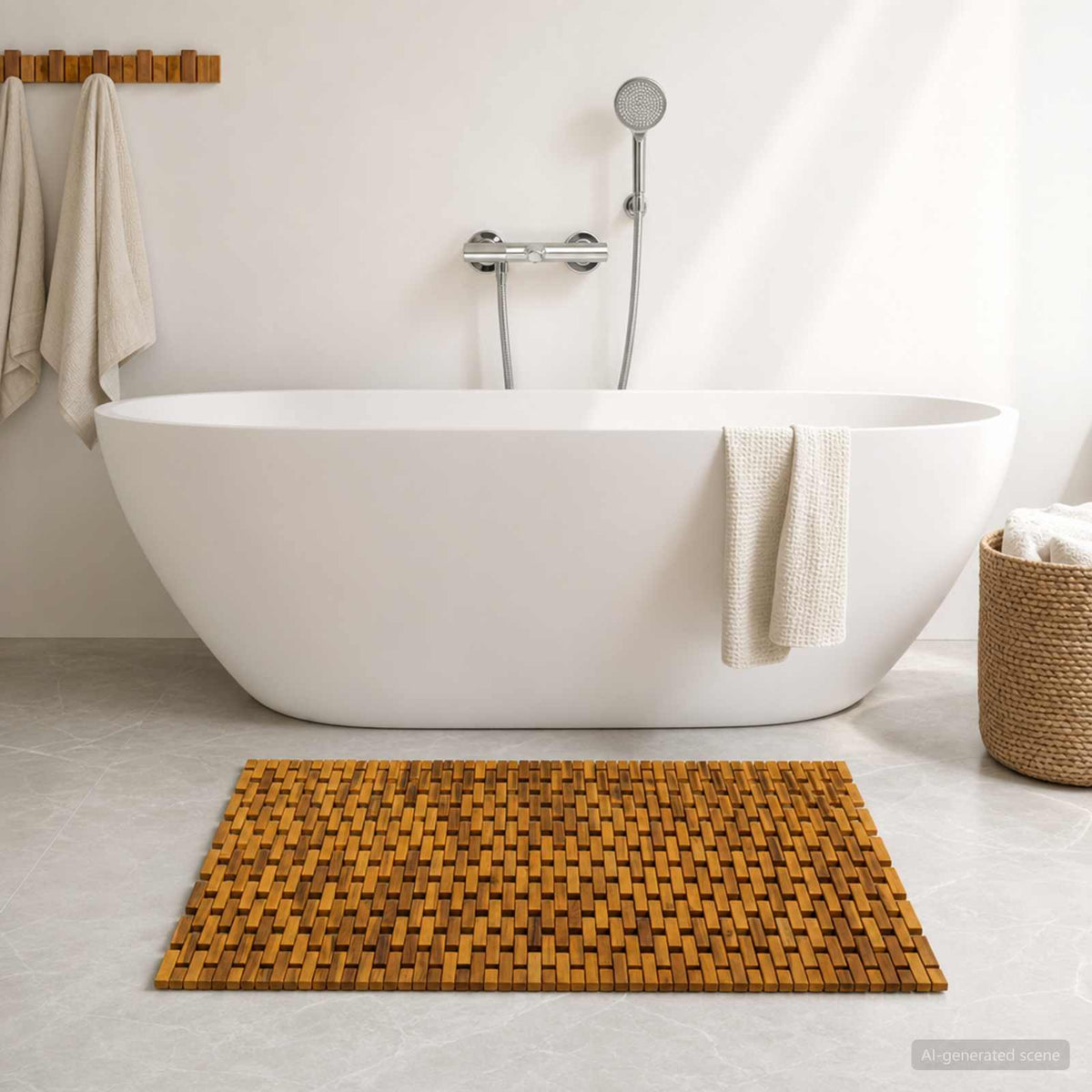 Badmatten Naturel 85 x 120 cm Massief Acaciahout