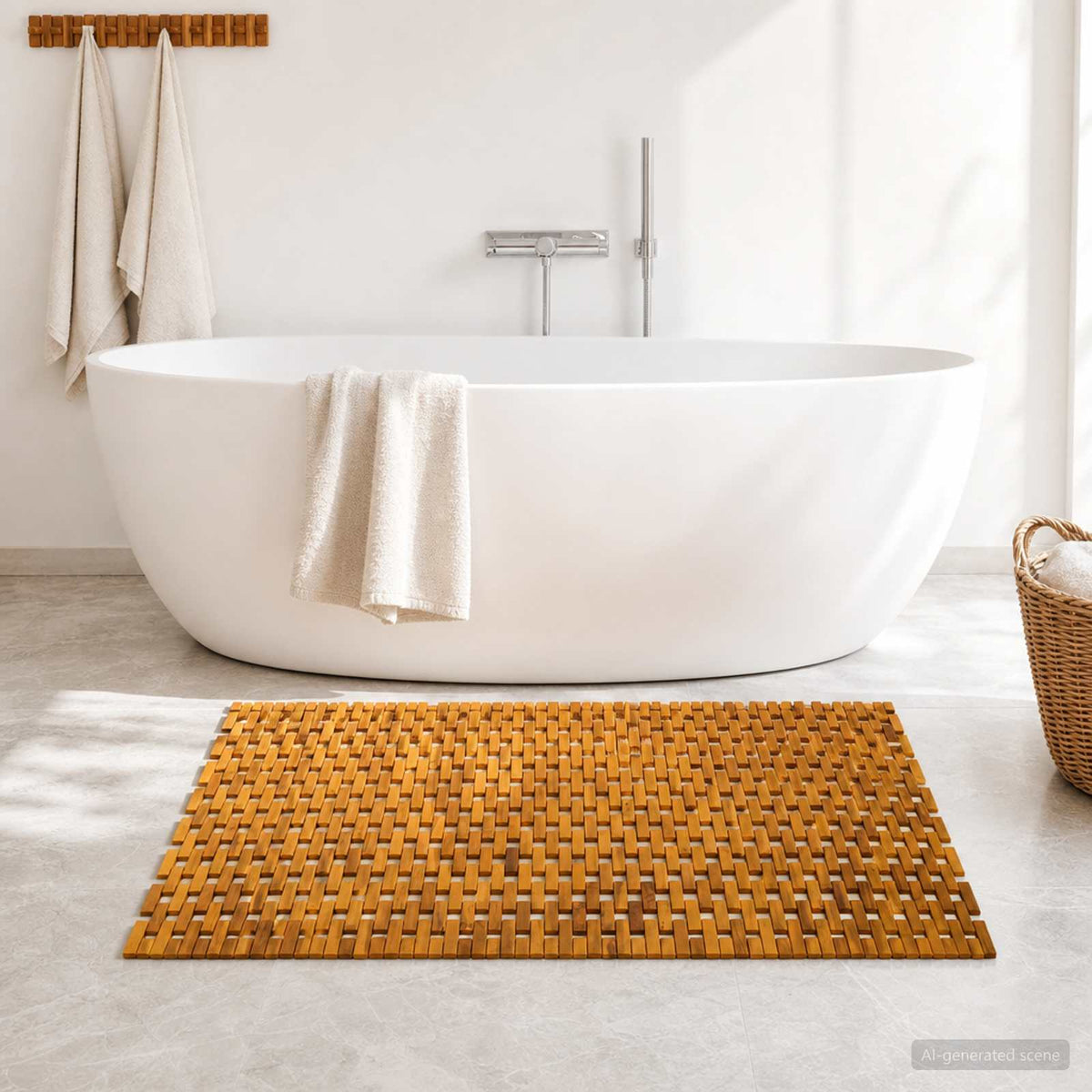 Badmatten Naturel 95 x 140 cm Massief Acaciahout