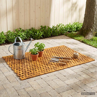 Badmatten Naturel 95 x 140 cm Massief Acaciahout