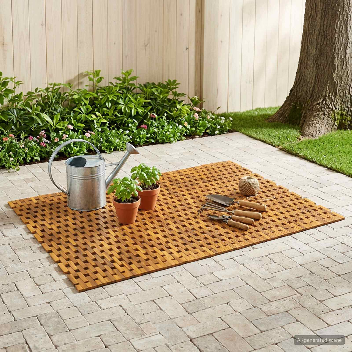 Badmatten Naturel 105 x 160 cm Massief Acaciahout