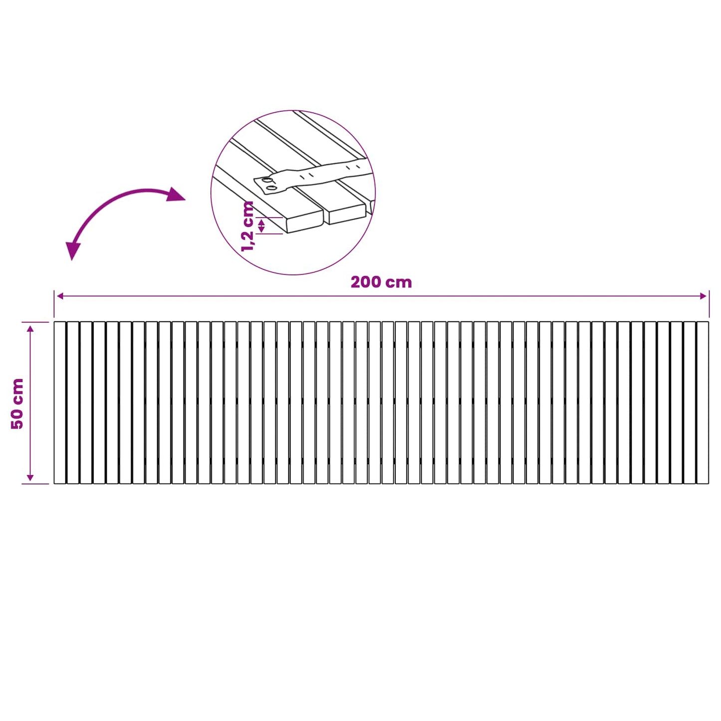 Tuinpad 3 st Naturel 200 x 50 cm Massief Acaciahout