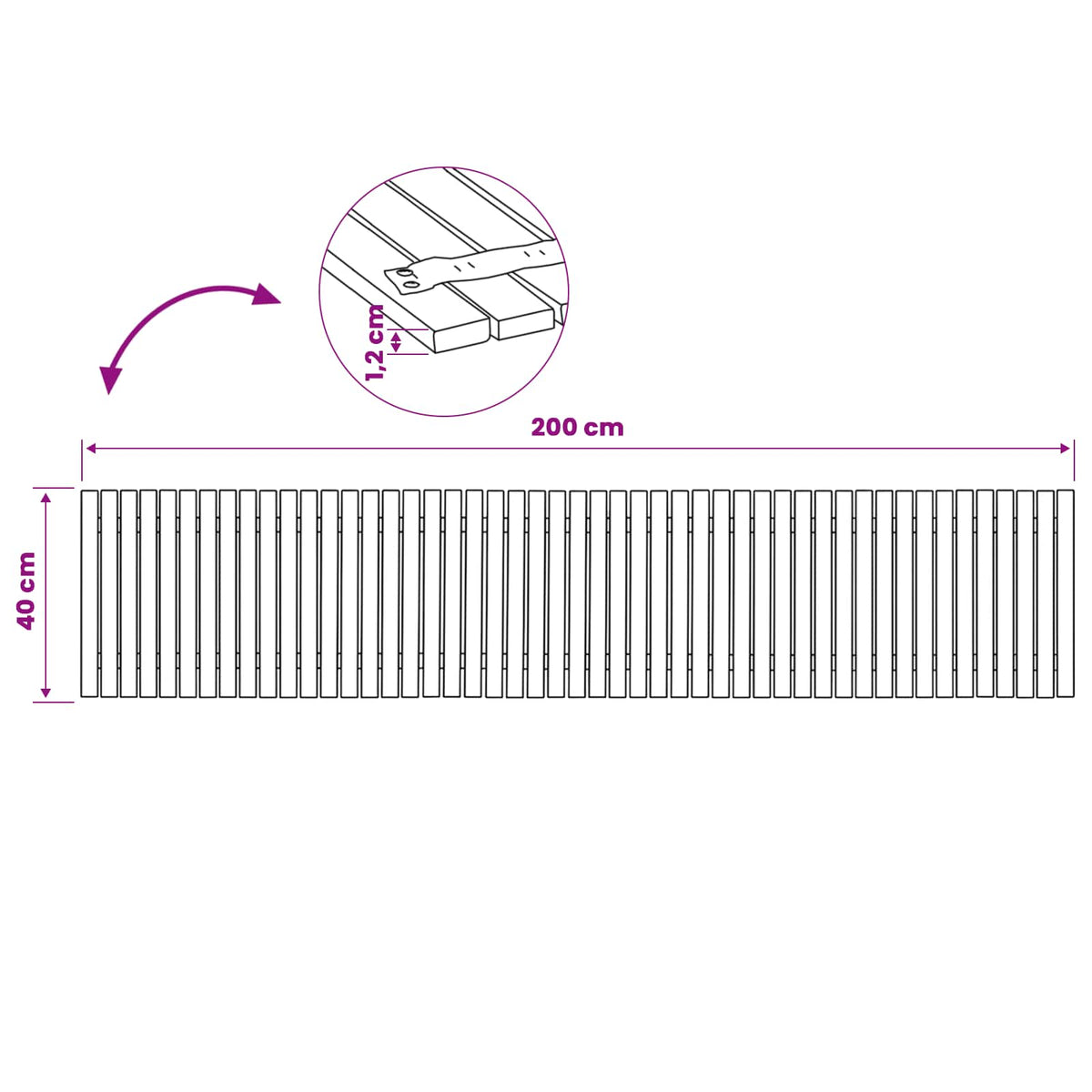 Tuinpad 3 st Naturel 200 x 40 cm Massief Acaciahout