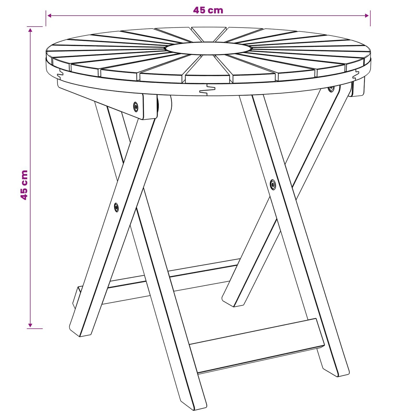 Bistrotafel Naturel Ø45 x 45 cm Massief Acaciahout