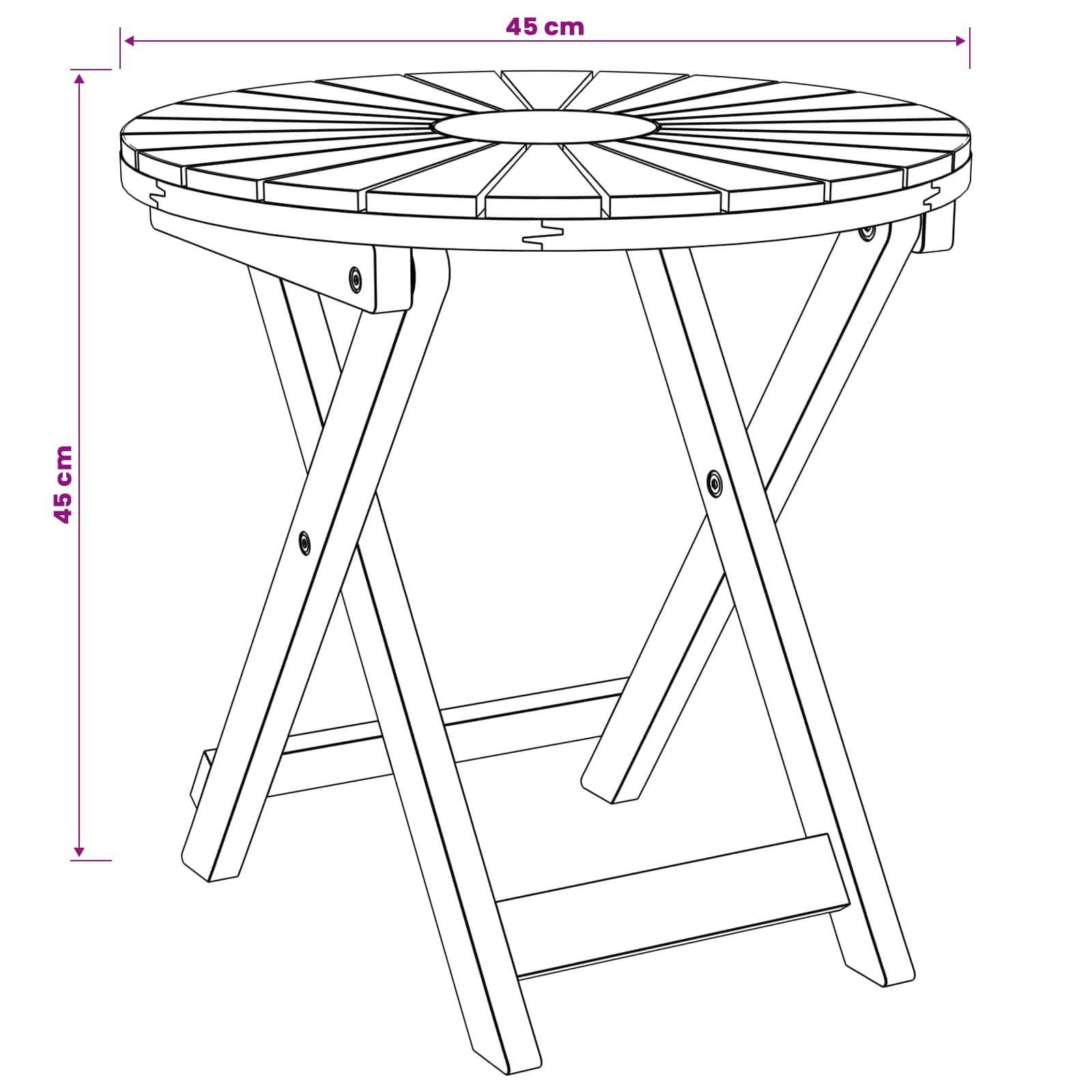 Bistrotafel Naturel Ø45 x 45 cm Massief Acaciahout