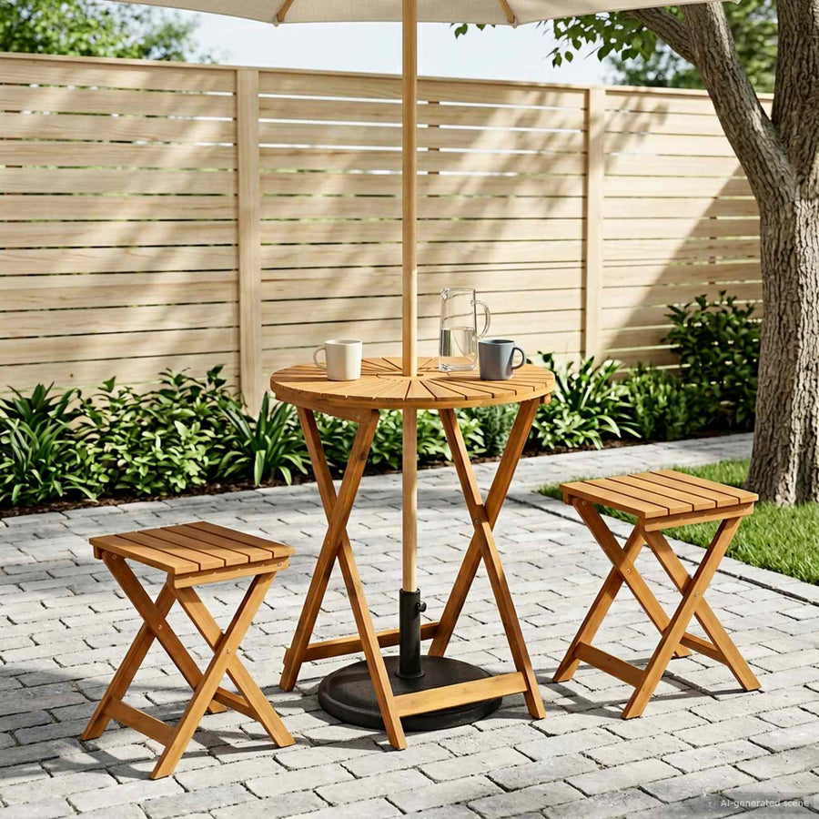Vouw Tuin Tafel Naturel Ø60 x 75 cm Massief Acaciahout