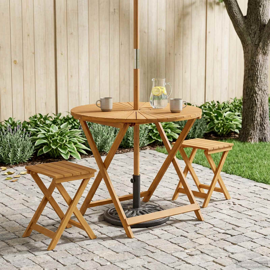 Inklapbare tuintafel Naturel Ø90 x 75 cm Massief Acaciahout
