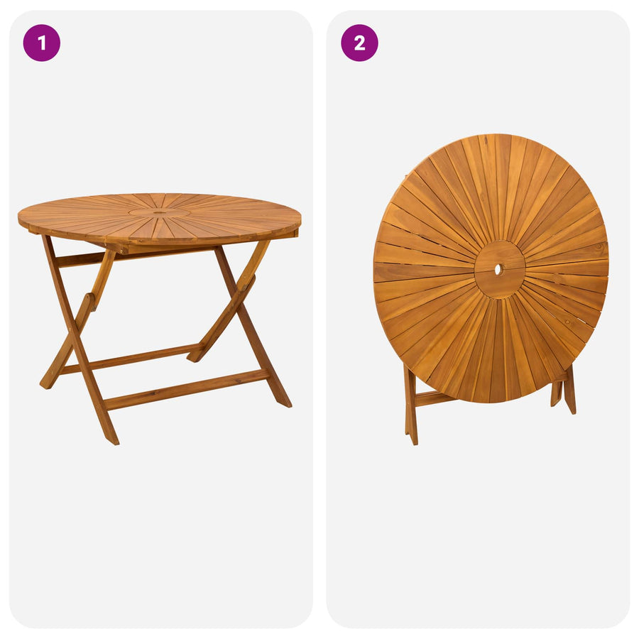 Vouw Tuin Tafel Naturel Ø110 x 75 cm Massief Acaciahout