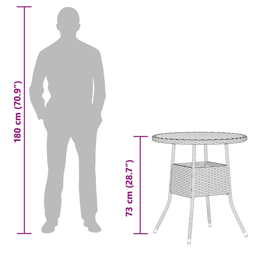 Dinertafel Grijs en Acacia 70 x 70 x 73 cm Massief Acaciahout