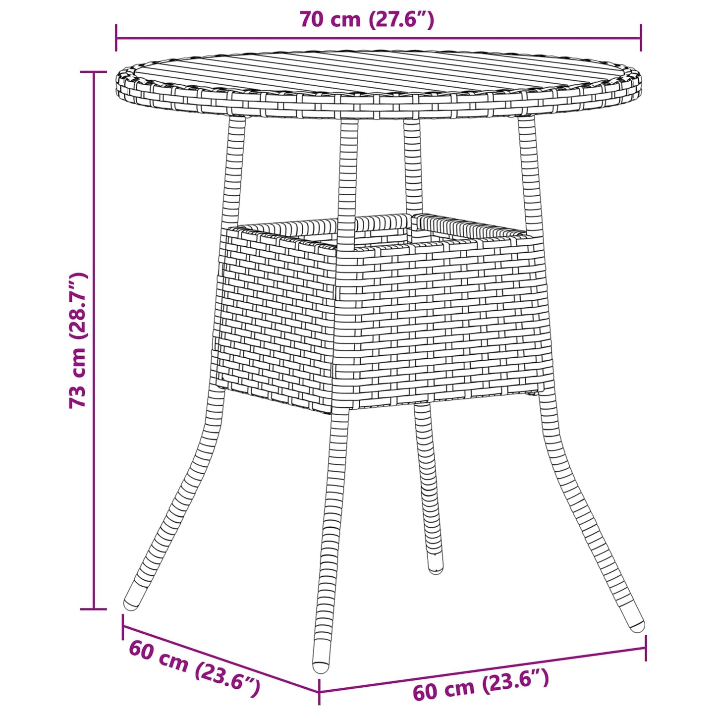 Dinertafel Grijs en Acacia 70 x 70 x 73 cm Massief Acaciahout