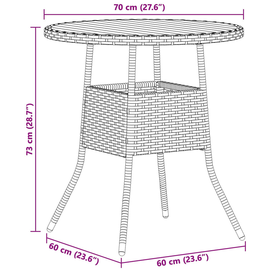 Dinertafel Grijs en Acacia 70 x 70 x 73 cm Massief Acaciahout