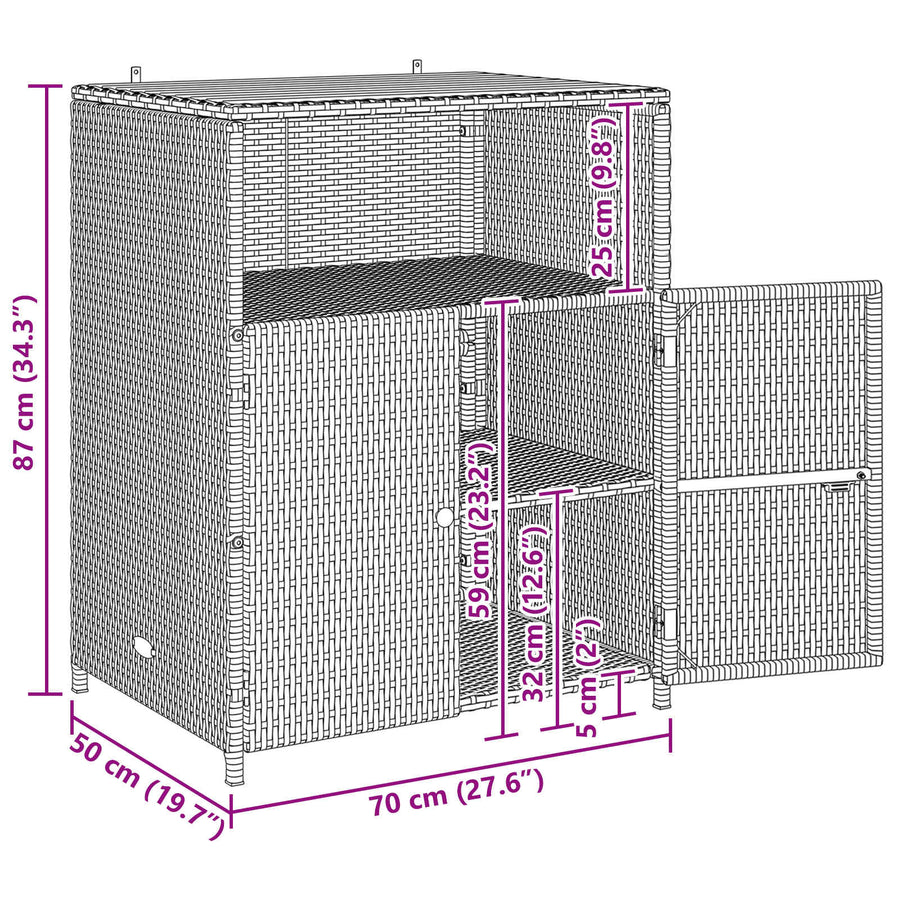 Kast met plank Beige 70 x 50 x 87 cm Polyester en Roly Ratten