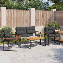 Buitenmeubelset Met Kussen 4 Pcs Middelgrijs Donkergrijs Bank +2x stoel +tafel