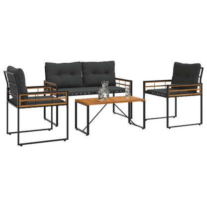 Buitenmeubelset Met Kussen 4 Pcs Middelgrijs Donkergrijs Bank +2x stoel +tafel