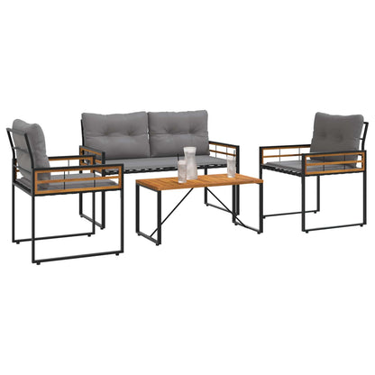 Buitenmeubelset Met Kussen 4 Pcs Lichtgrijs Bank +2x stoel +tafel