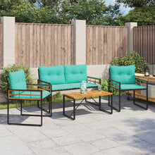 Buitenmeubelset Met Kussen 4 Pcs Turquoise Bank +2x stoel +tafel
