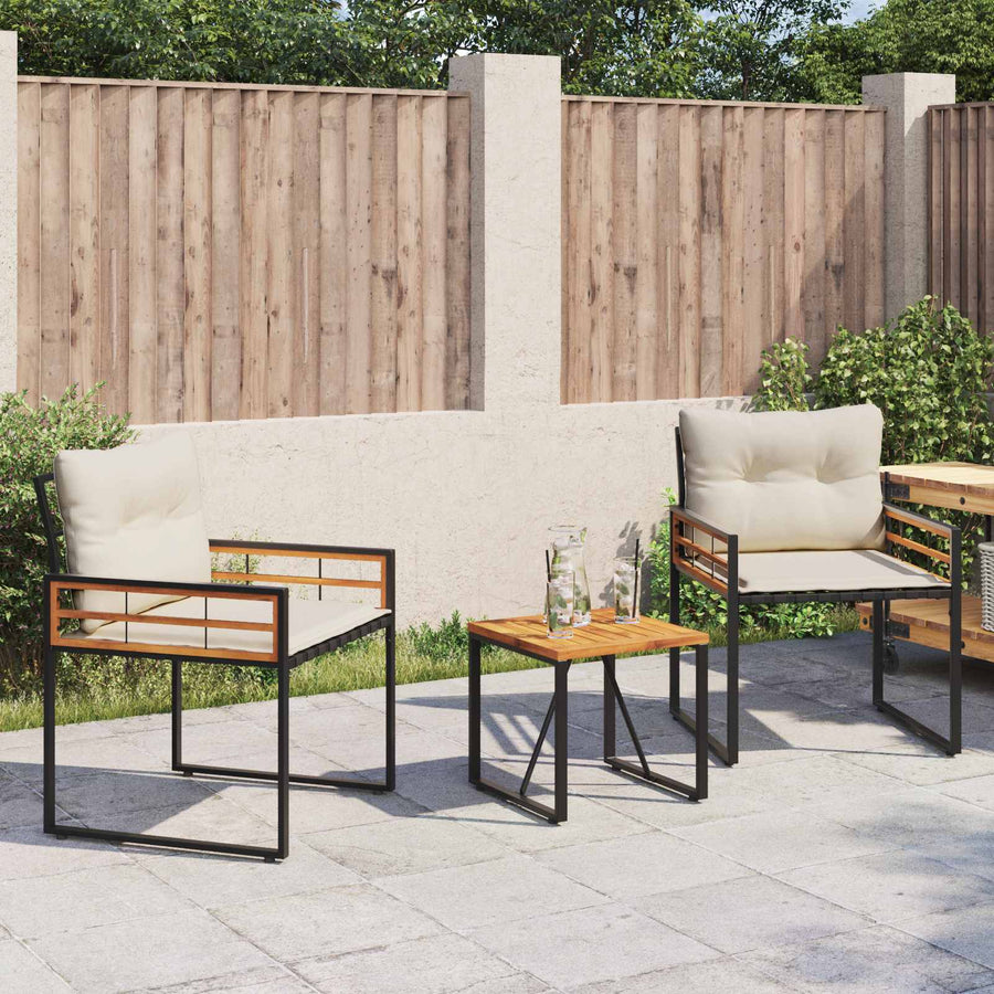 Buitenmeubelset Met Kussen 3 Pcs Crème Crèmewit 2x stoel +tafel