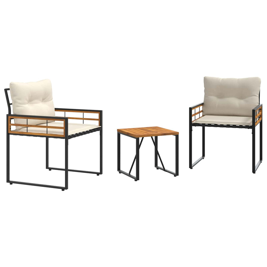 Buitenmeubelset Met Kussen 3 Pcs Crème Crèmewit 2x stoel +tafel