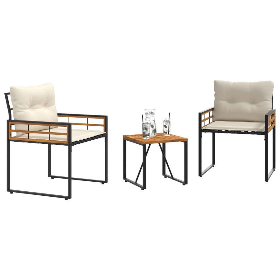 Buitenmeubelset Met Kussen 3 Pcs Crème Crèmewit 2x stoel +tafel