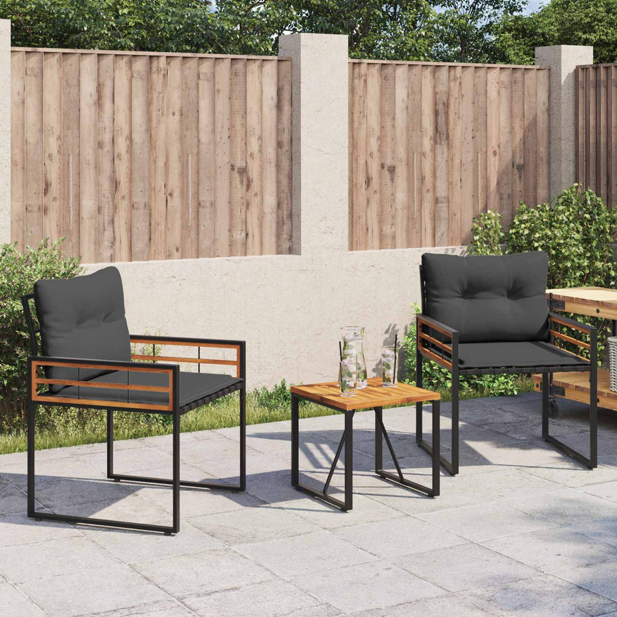Buitenmeubelset Met Kussen 3 Pcs Middelgrijs Donkergrijs 2x stoel +tafel