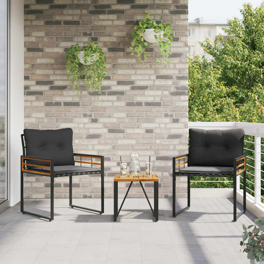 Buitenmeubelset Met Kussen 3 Pcs Middelgrijs Donkergrijs 2x stoel +tafel